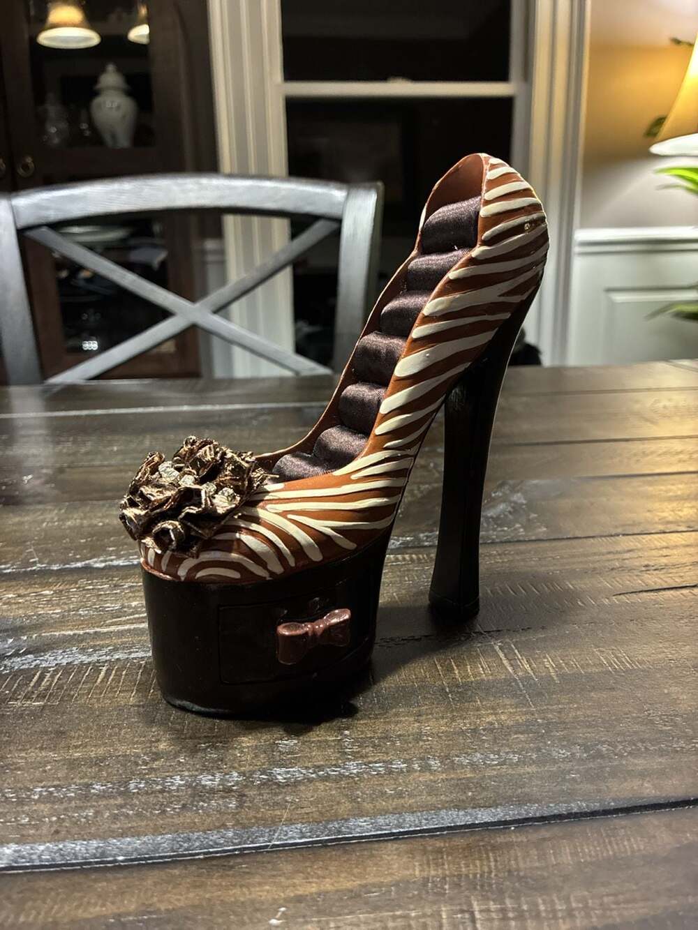 Animal Print High Heel Jewelry Holder Ring Organizer Display with Hidden Drawer